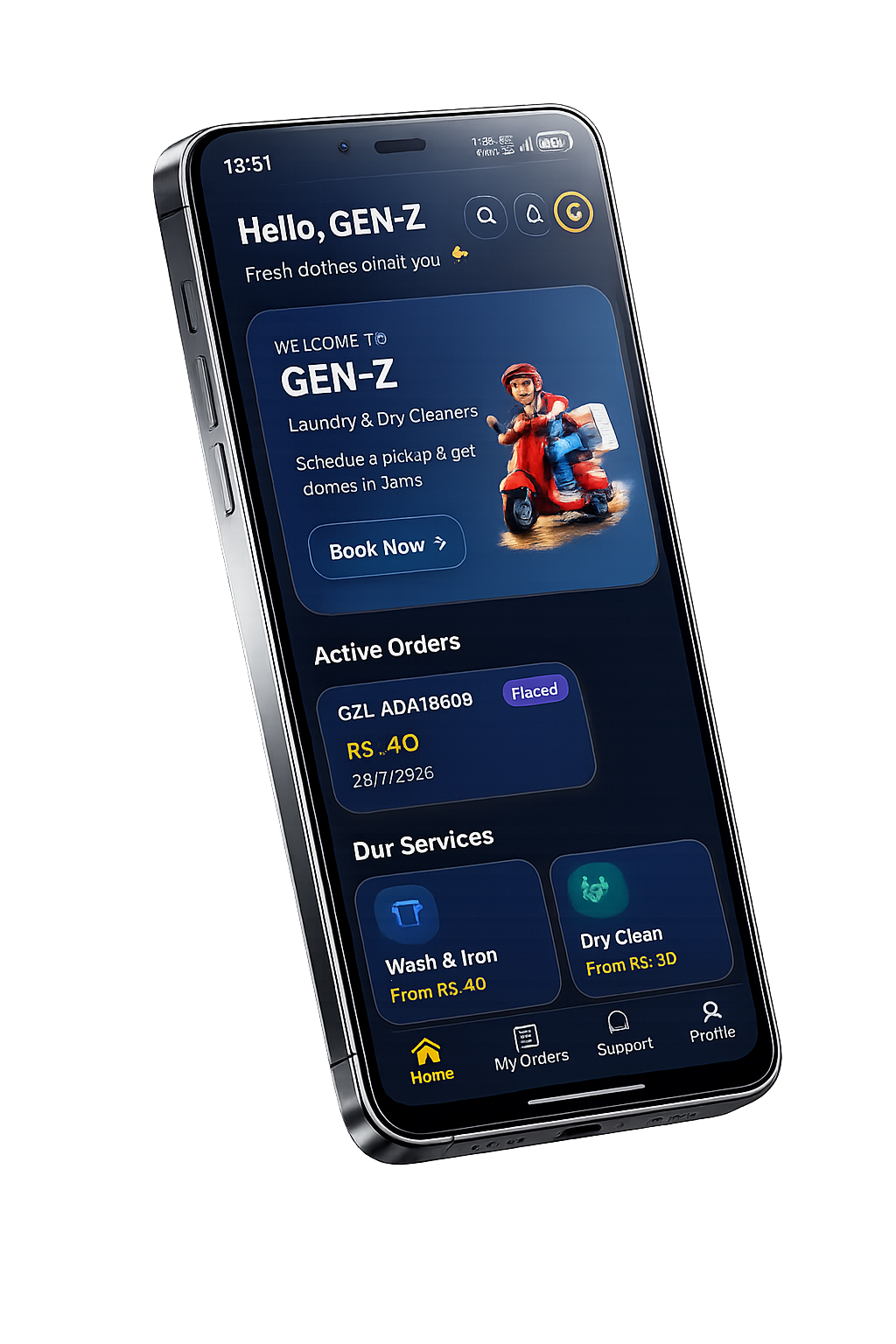 GenZ Laundry Mobile App & Booking Interface